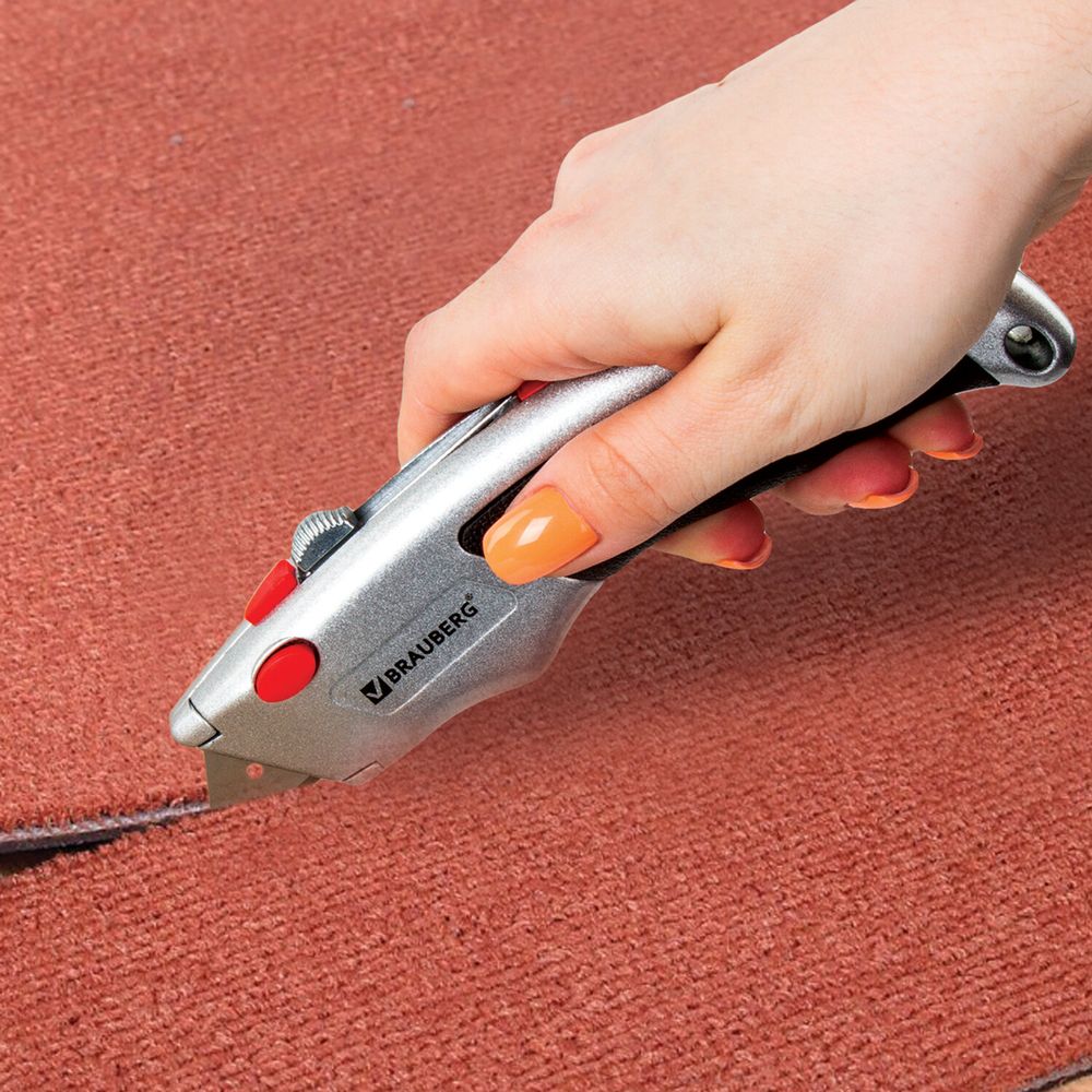 Нож универсальный мощный BRAUBERG "Professional", 6 лезвий в комплекте, фиксатор, металл