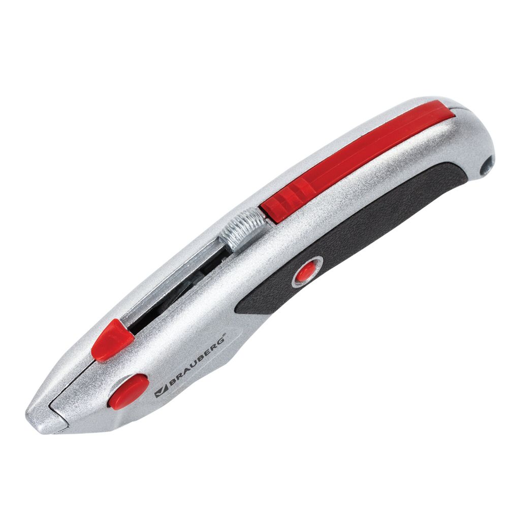 Нож универсальный мощный BRAUBERG "Professional", 6 лезвий в комплекте, фиксатор, металл