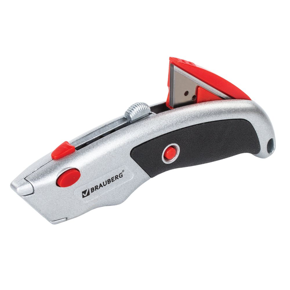 Нож универсальный мощный BRAUBERG "Professional", 6 лезвий в комплекте, фиксатор, металл