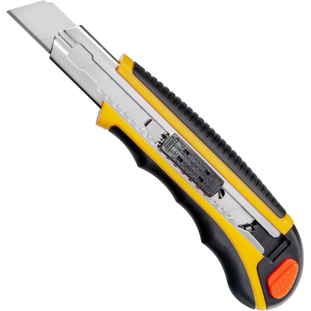 Канцелярский нож 18мм Attache Selection с резиновыми вставками и металлическими направляющими +6 запасных лезвий, блистер