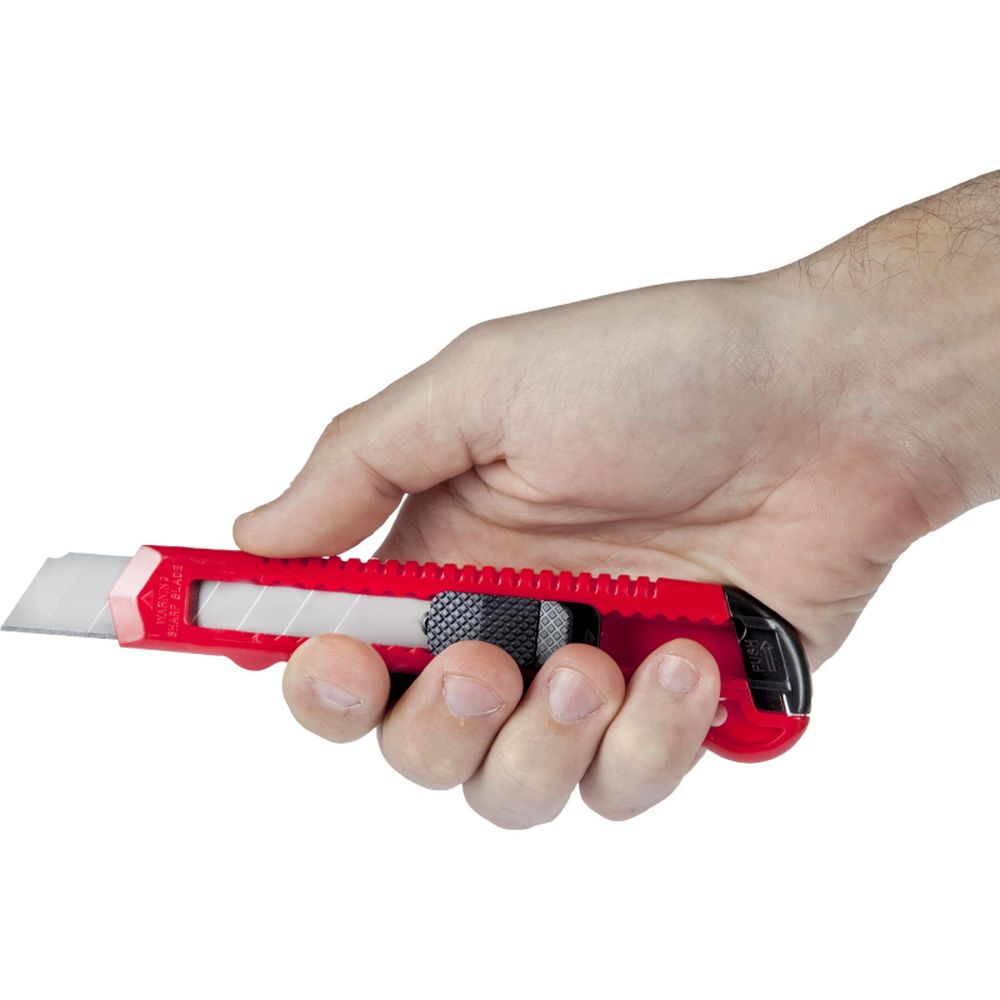 Канцелярский нож 18мм с фиксатором, красный