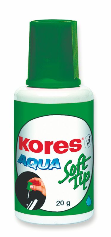 Жидкость корректирующая Kores Aqua Soft Tip с губкой, на водной основе, 20 мл