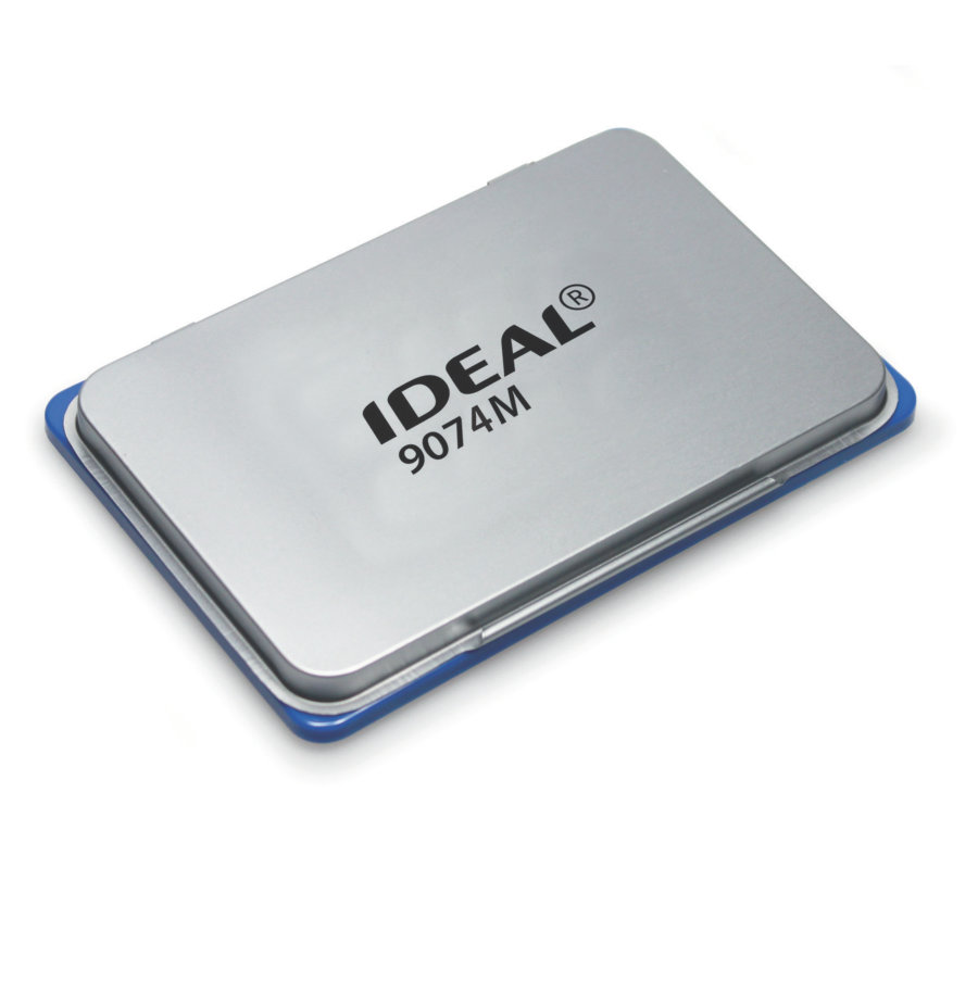 Штемпельная подушка настольная метал. 9074M IDEAL 90х160мм, синяя 