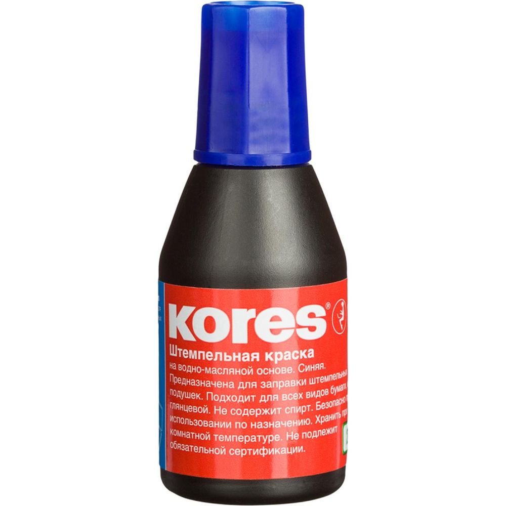 Краска штемпельная  Kores, 27 мл, синий