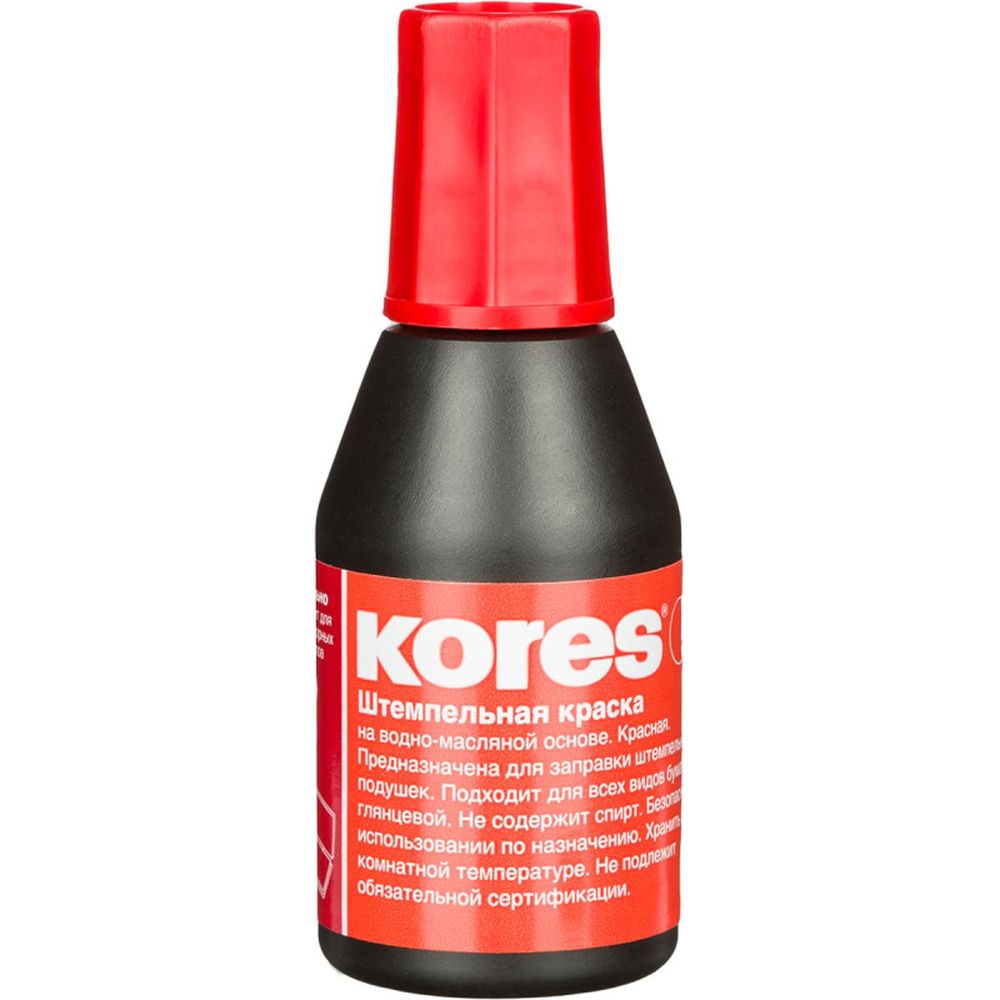 Краска штемпельная  Kores, 27 мл, красный