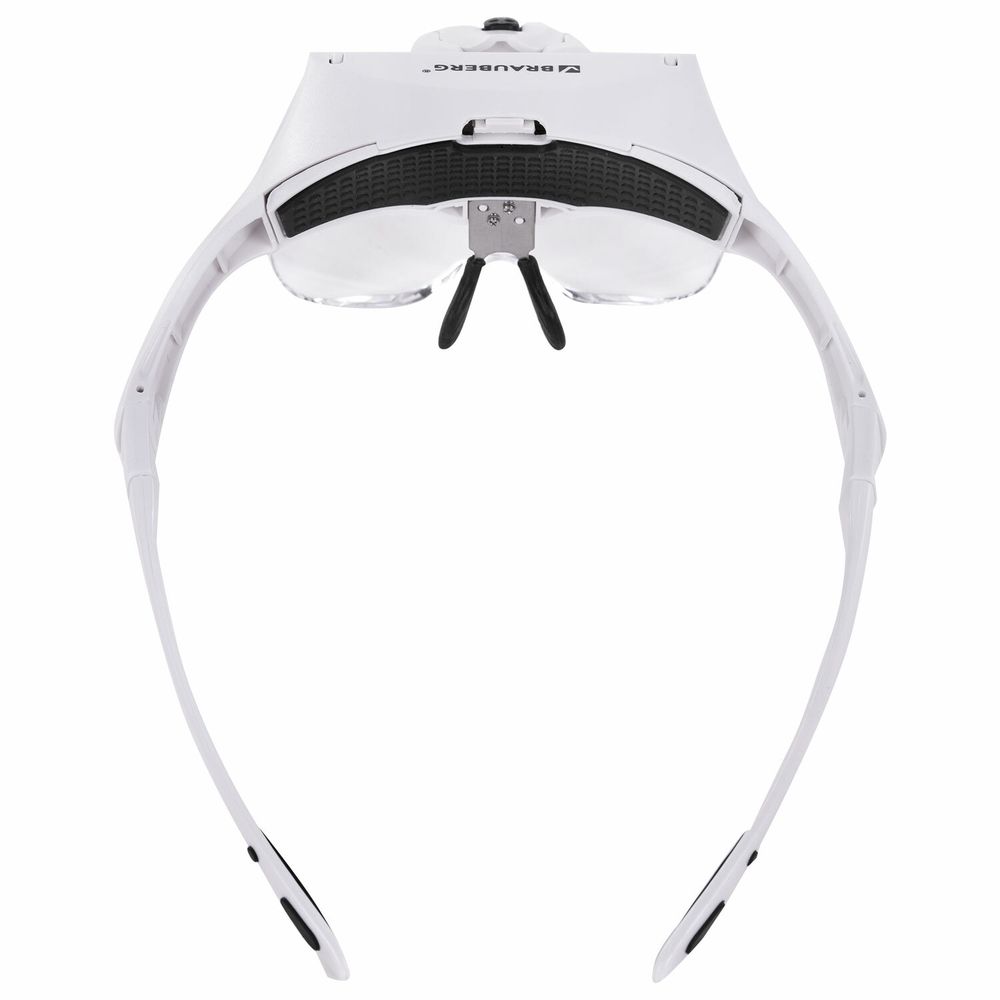 Лупа налобная с LED-ПОДСВЕТКОЙ, 5 сменных линз 95х33 мм, увеличение 1,0 - 3,5, BRAUBERG