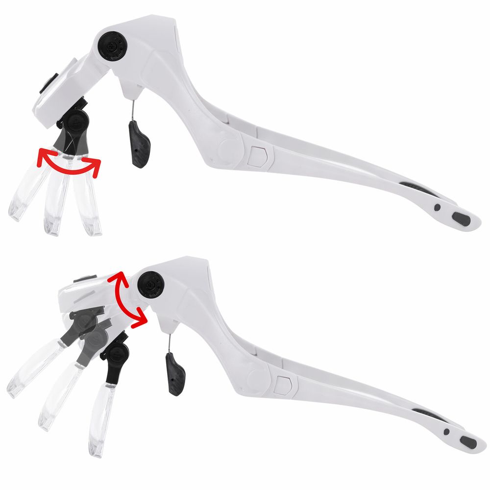 Лупа налобная с LED-ПОДСВЕТКОЙ, 5 сменных линз 95х33 мм, увеличение 1,0 - 3,5, BRAUBERG