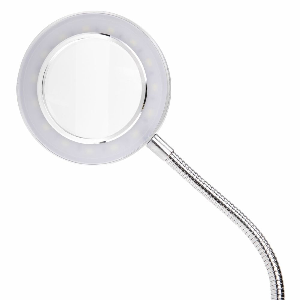 Лупа настольная на прищепке с LED ПОДСВЕТКОЙ, диаметр 75 мм, увеличение 3, BRAUBERG