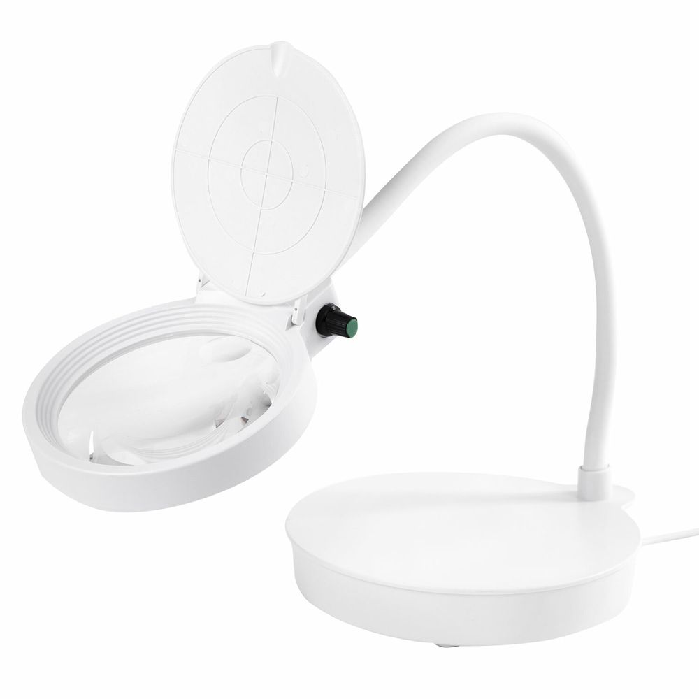 Лупа настольная с LED ПОДСВЕТКОЙ, диаметр 110 мм, увеличение 3, корпус белый, BRAUBERG