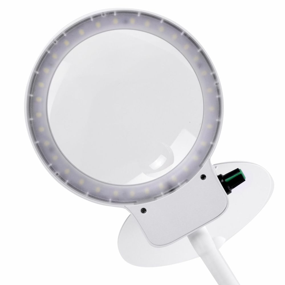 Лупа настольная с LED ПОДСВЕТКОЙ, диаметр 110 мм, увеличение 3, корпус белый, BRAUBERG