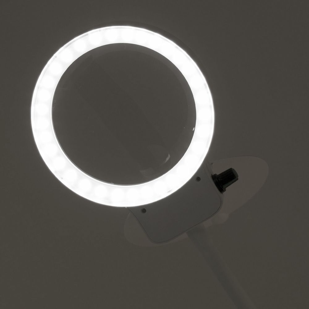 Лупа настольная с LED ПОДСВЕТКОЙ, диаметр 110 мм, увеличение 3, корпус белый, BRAUBERG