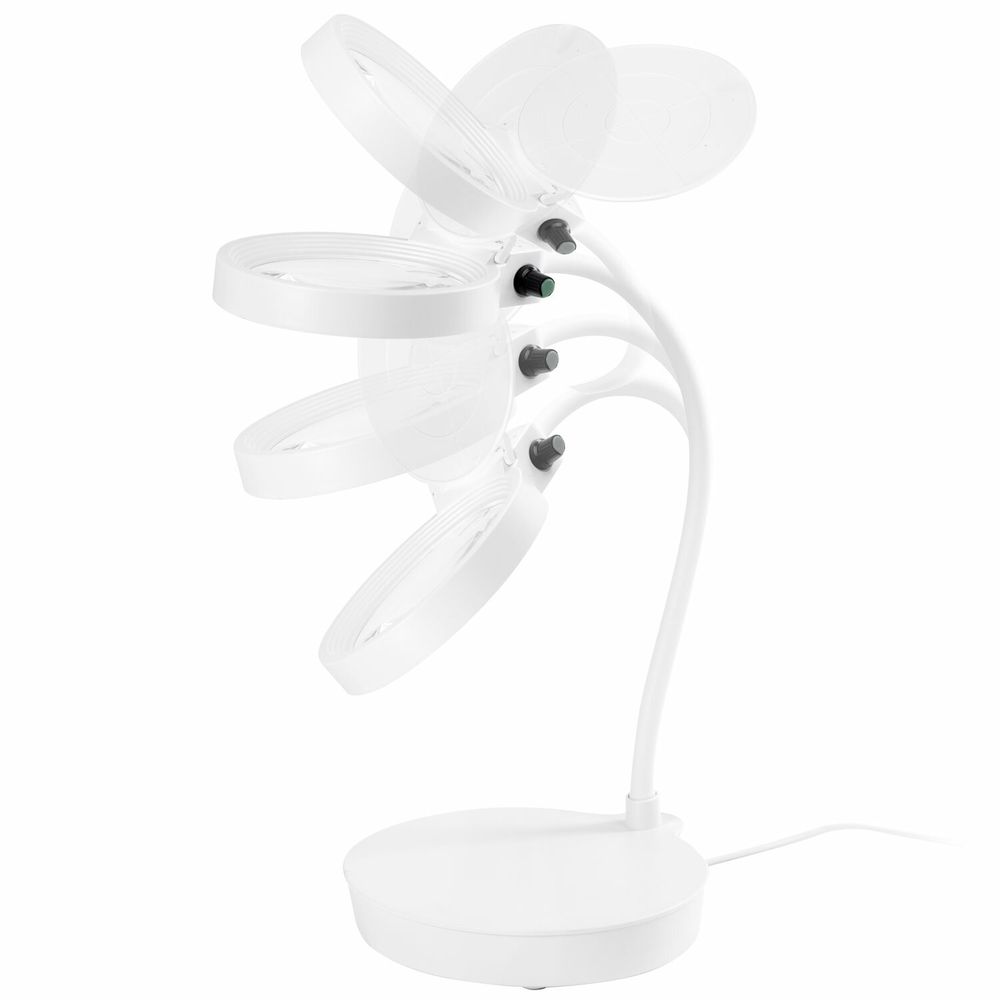 Лупа настольная с LED ПОДСВЕТКОЙ, диаметр 110 мм, увеличение 3, корпус белый, BRAUBERG