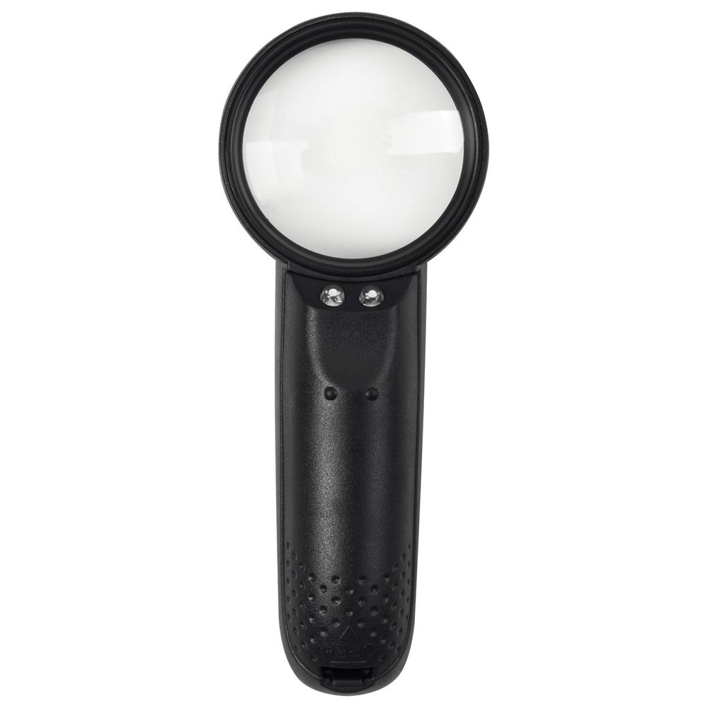 Лупа просмотровая BRAUBERG, С ПОДСВЕТКОЙ, диаметр 50 мм, увеличение 5, корпус черный