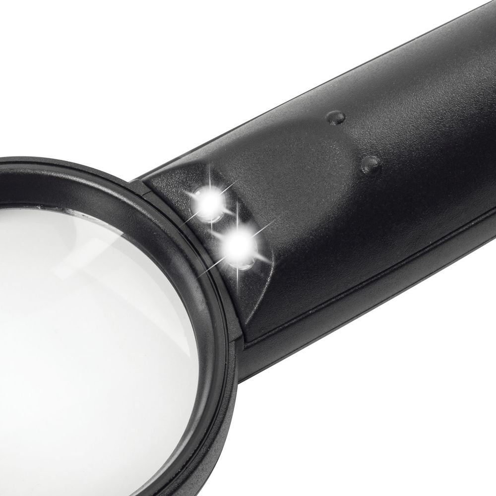 Лупа просмотровая BRAUBERG, С ПОДСВЕТКОЙ, диаметр 50 мм, увеличение 5, корпус черный