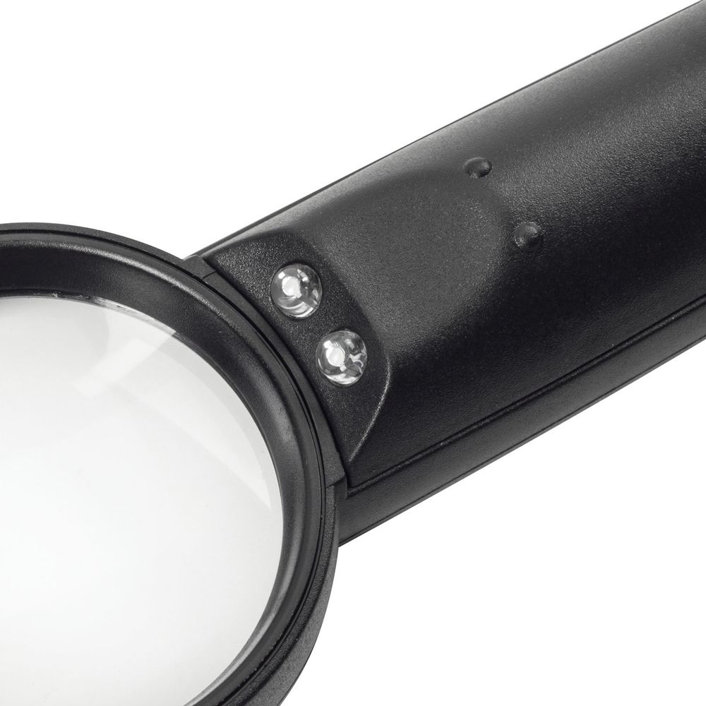 Лупа просмотровая BRAUBERG, С ПОДСВЕТКОЙ, диаметр 50 мм, увеличение 5, корпус черный