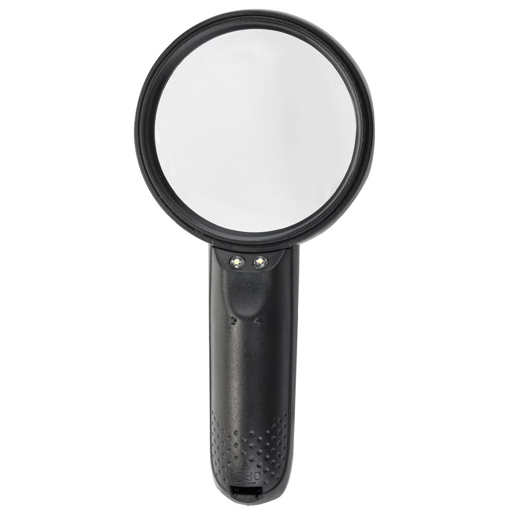 Лупа просмотровая BRAUBERG, С ПОДСВЕТКОЙ, диаметр 75 мм, увеличение 3, корпус черный