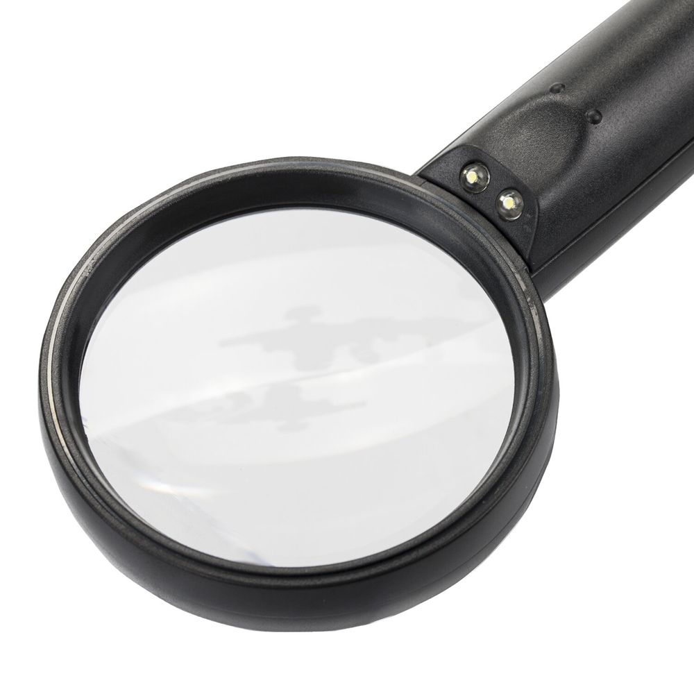 Лупа просмотровая BRAUBERG, С ПОДСВЕТКОЙ, диаметр 75 мм, увеличение 3, корпус черный