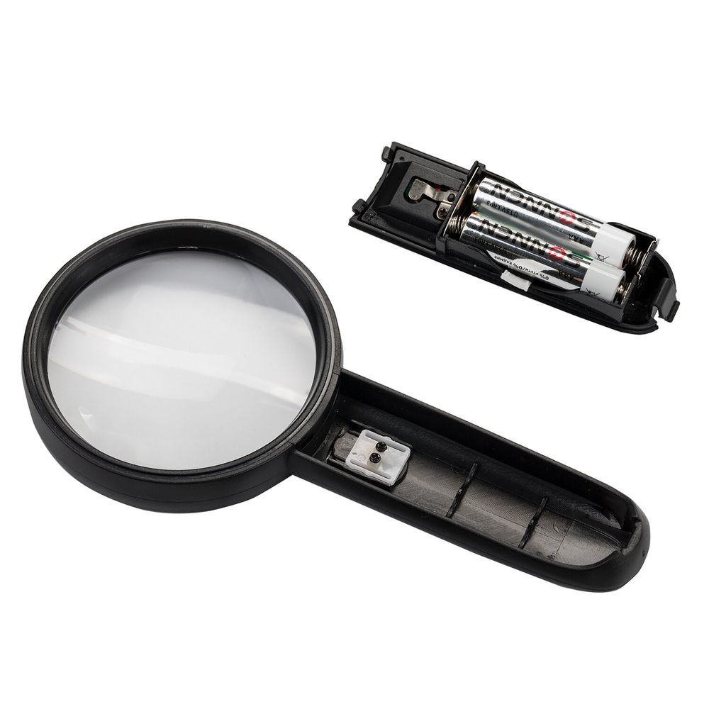 Лупа просмотровая BRAUBERG, С ПОДСВЕТКОЙ, диаметр 75 мм, увеличение 3, корпус черный