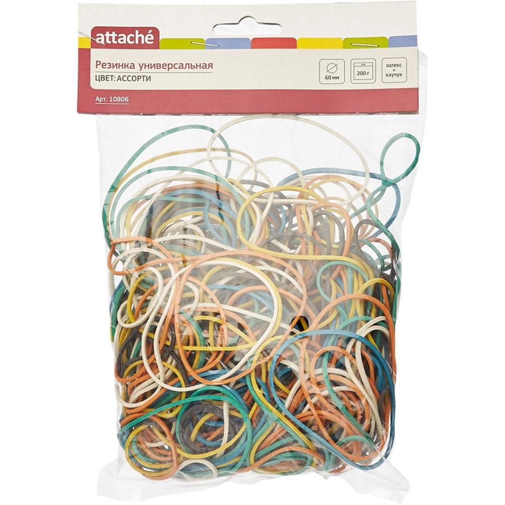 Резинка-кольцо Attache, 60мм, 200гр, ассорти