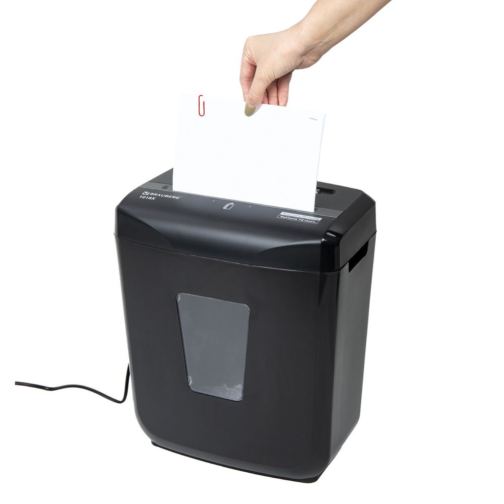 Уничтожитель (шредер) BRAUBERG 1018X, 4 уровень секретности, фрагменты 4х40 мм, 10 листов, 18 л