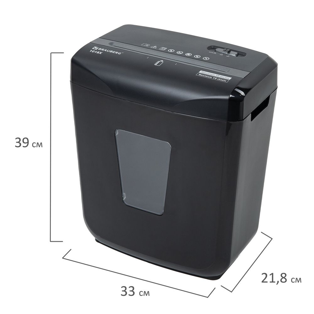 Уничтожитель (шредер) BRAUBERG 1018X, 4 уровень секретности, фрагменты 4х40 мм, 10 листов, 18 л