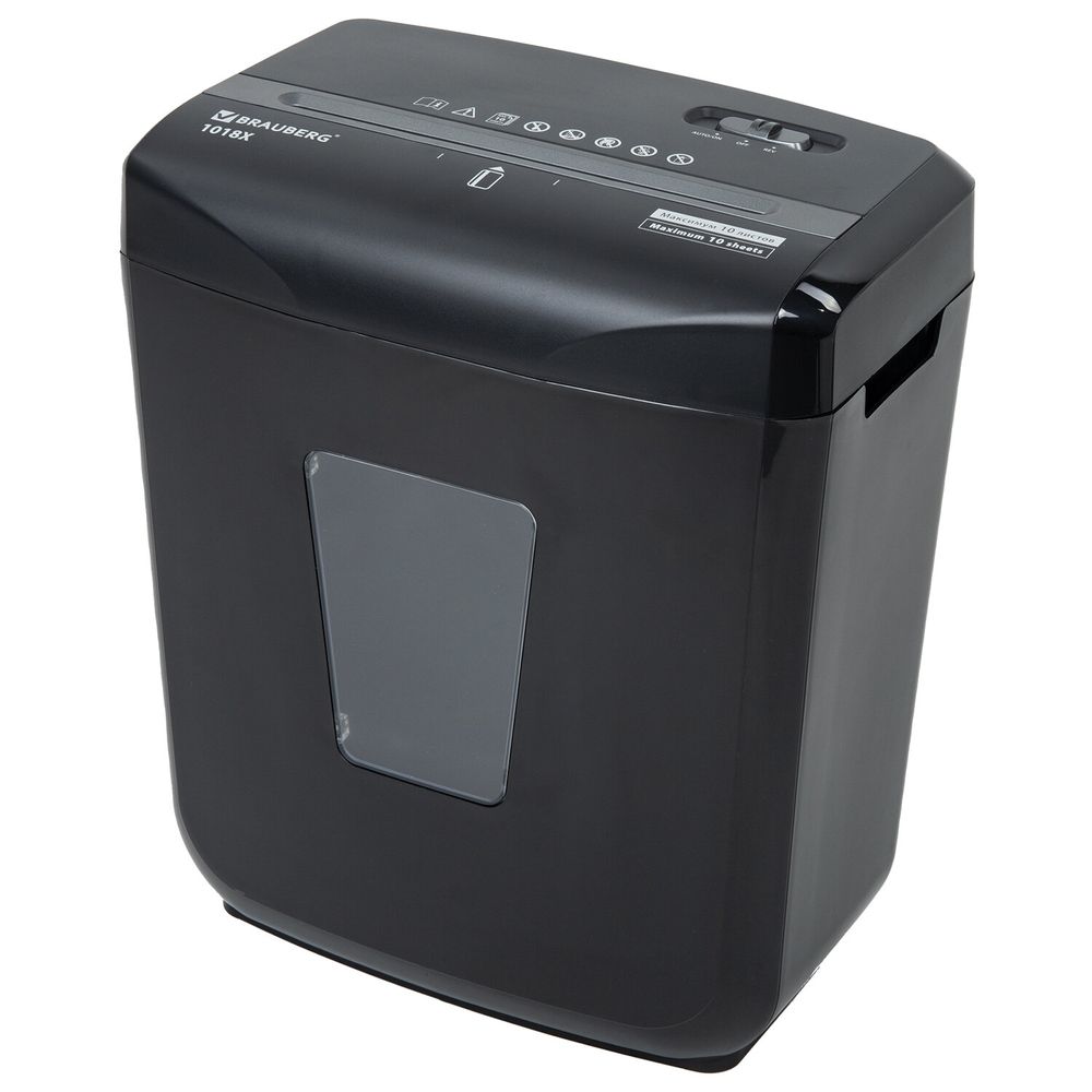 Уничтожитель (шредер) BRAUBERG 1018X, 4 уровень секретности, фрагменты 4х40 мм, 10 листов, 18 л