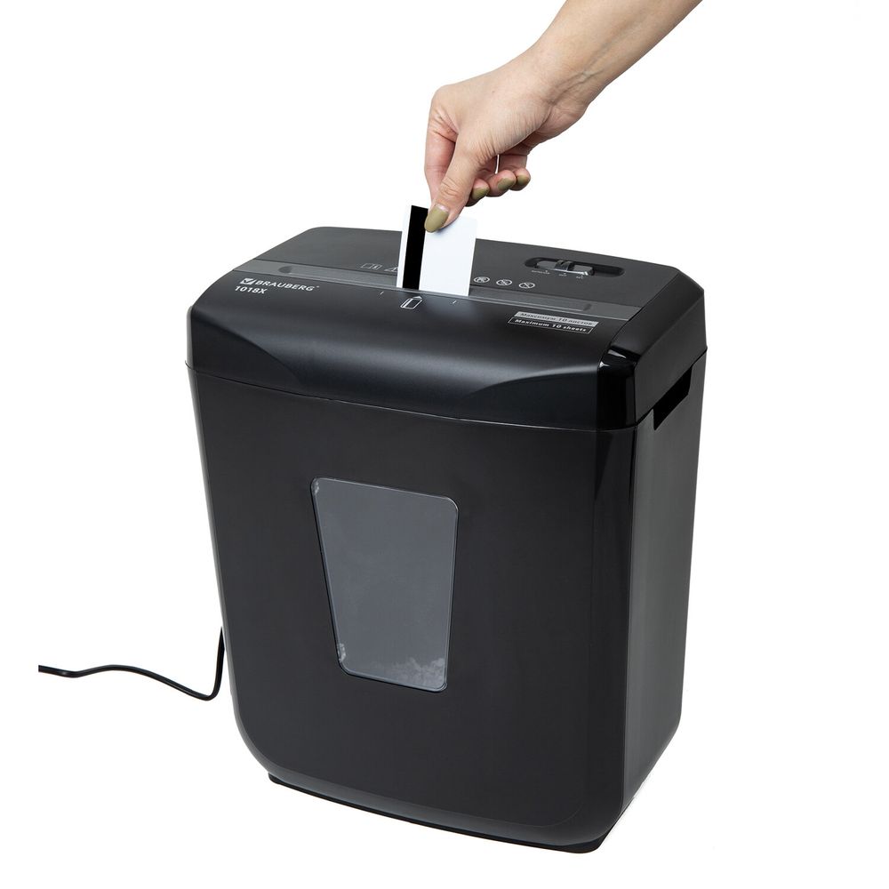 Уничтожитель (шредер) BRAUBERG 1018X, 4 уровень секретности, фрагменты 4х40 мм, 10 листов, 18 л