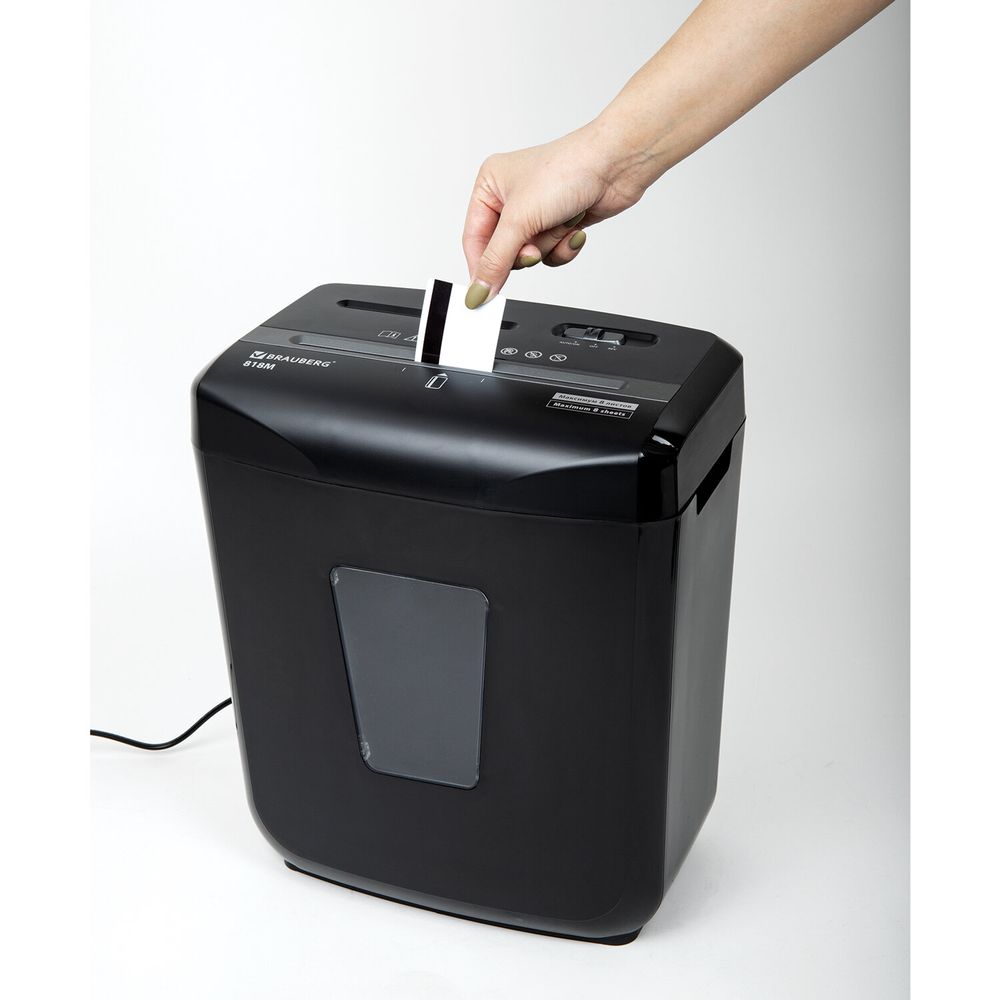 Уничтожитель (шредер) BRAUBERG 818M, 5 уровень секретности, фрагменты 3х10 мм, 8 листов, 18 л