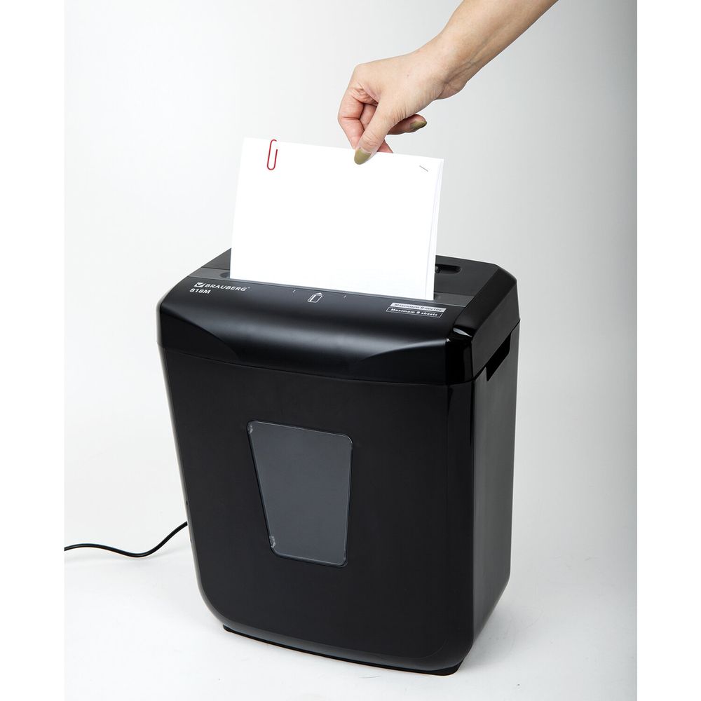 Уничтожитель (шредер) BRAUBERG 818M, 5 уровень секретности, фрагменты 3х10 мм, 8 листов, 18 л