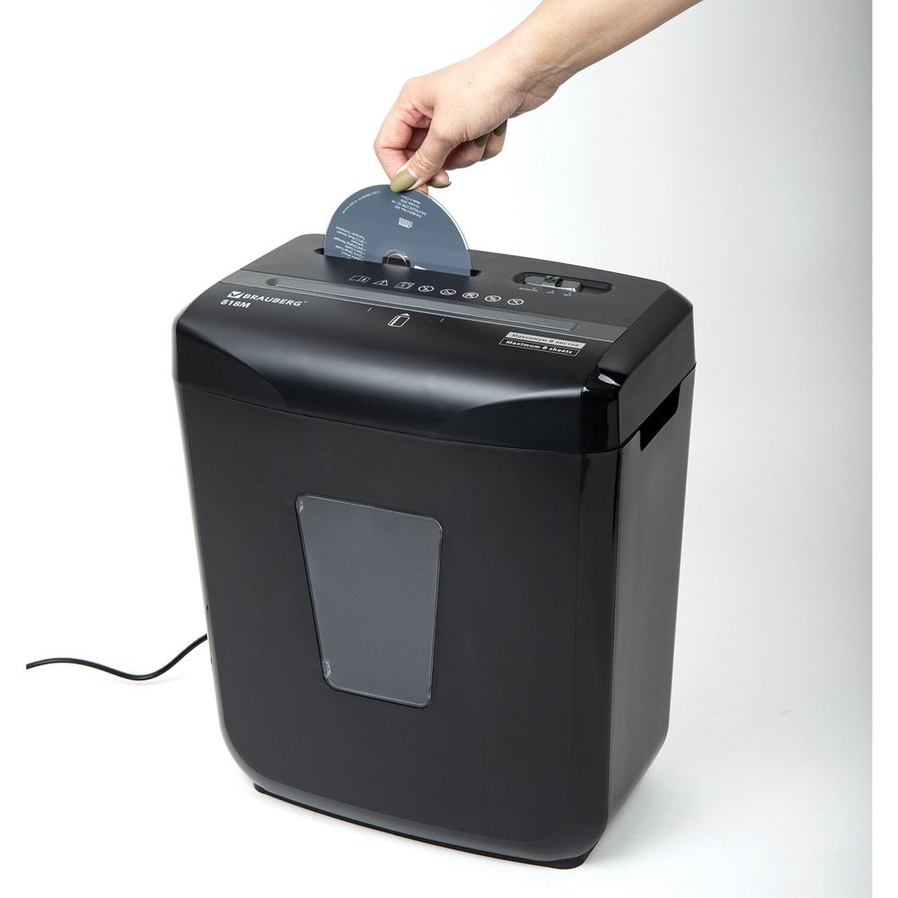 Уничтожитель (шредер) BRAUBERG 818M, 5 уровень секретности, фрагменты 3х10 мм, 8 листов, 18 л