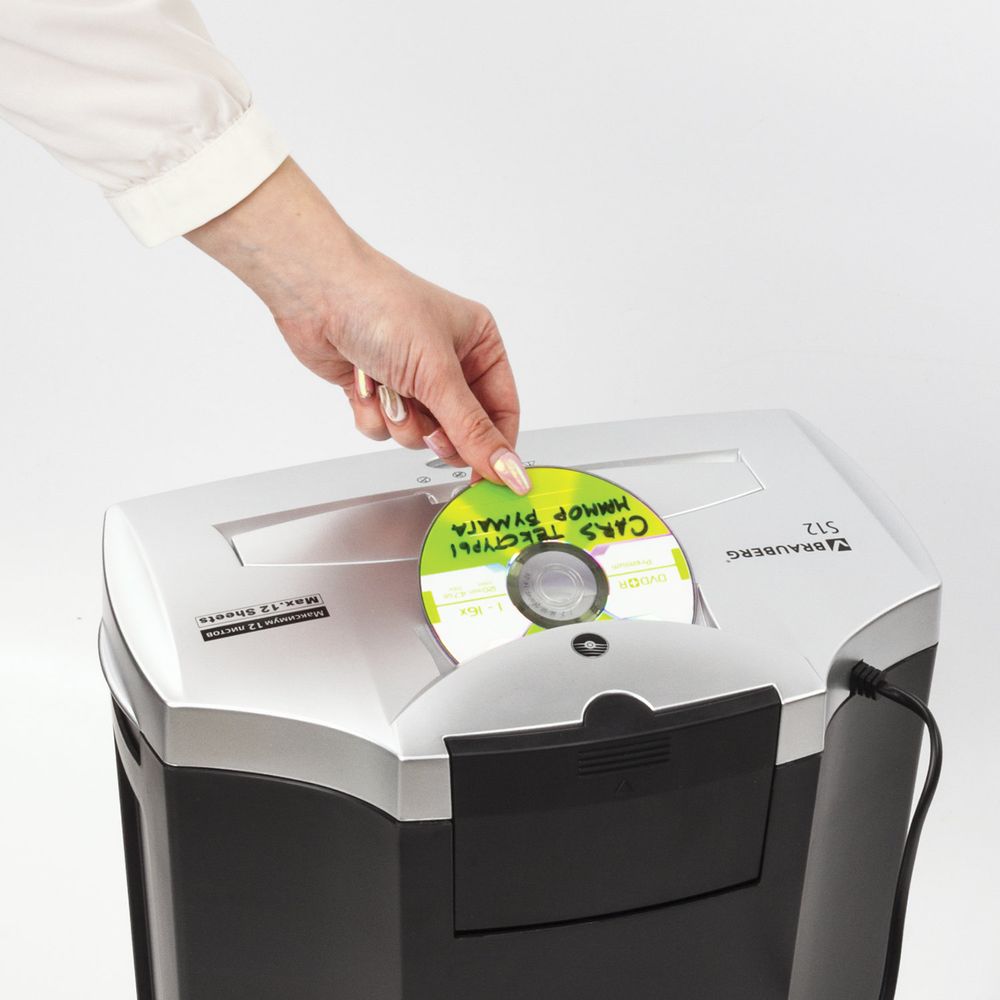 Уничтожитель (шредер) BRAUBERG S12, 4 уровень секретности, фрагменты 4х35 мм, 12 листов, 25 л