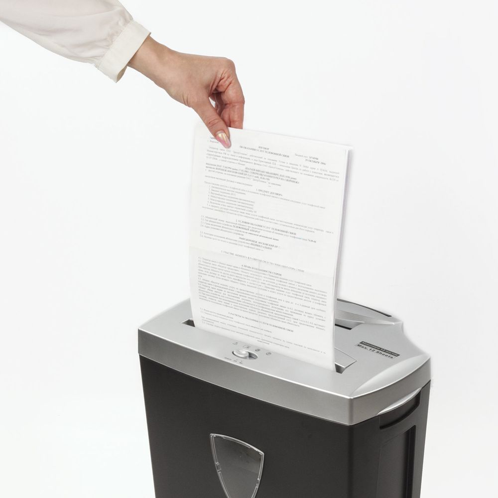 Уничтожитель (шредер) BRAUBERG S12, 4 уровень секретности, фрагменты 4х35 мм, 12 листов, 25 л