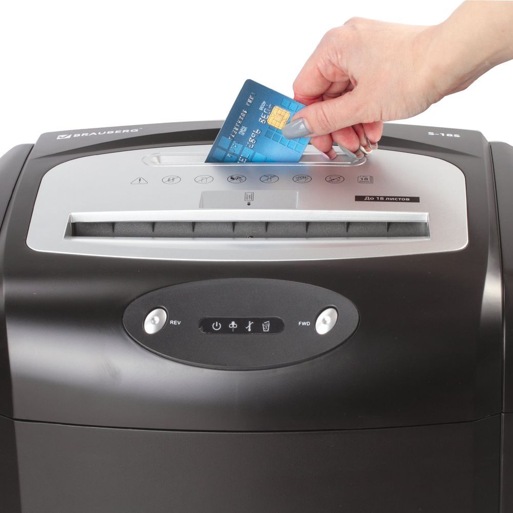 Уничтожитель (шредер) BRAUBERG S18-S, БЕСШУМНЫЙ, 2 уровень секретности, полоски 6 мм,18 листов, 28 л