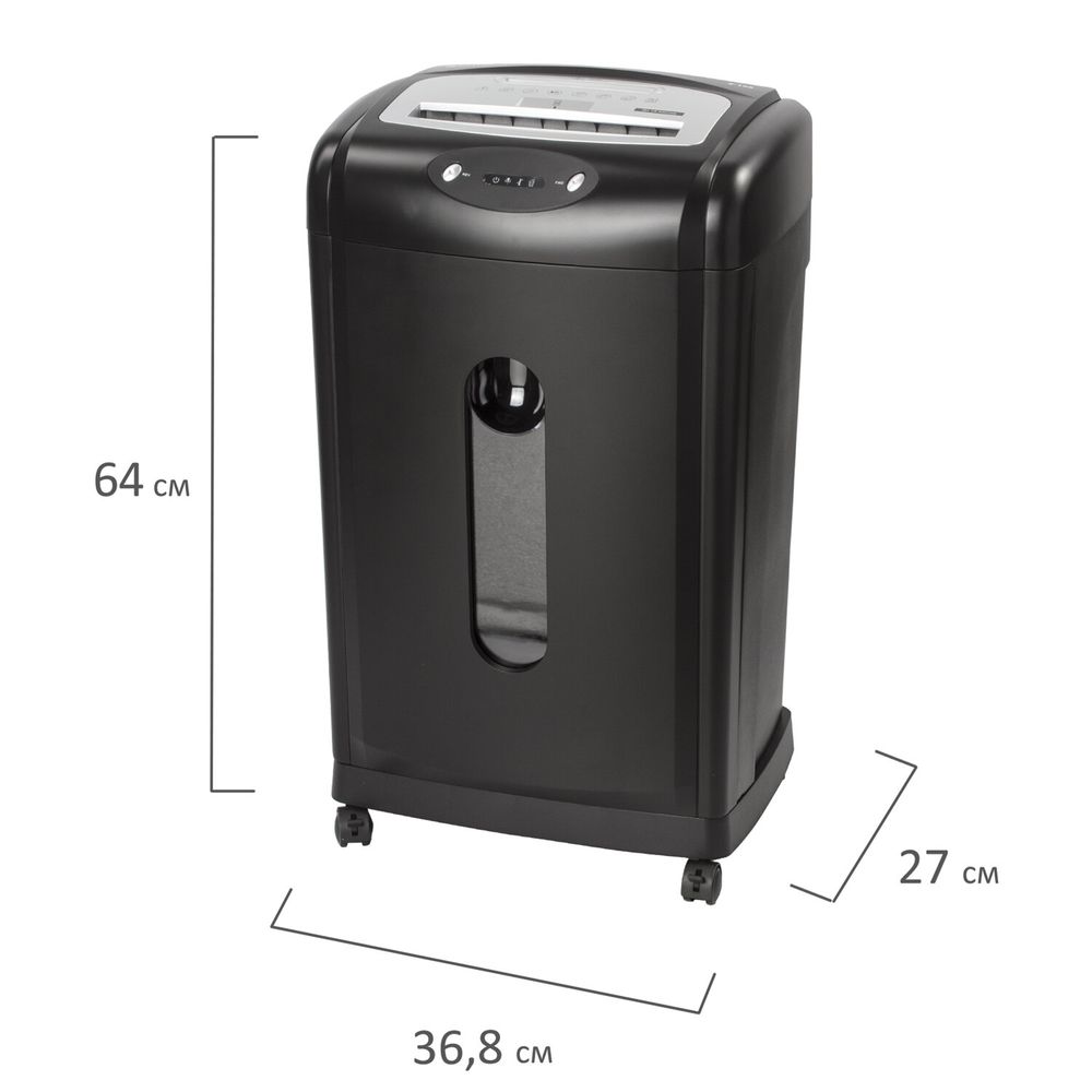 Уничтожитель (шредер) BRAUBERG S18-S, БЕСШУМНЫЙ, 2 уровень секретности, полоски 6 мм,18 листов, 28 л