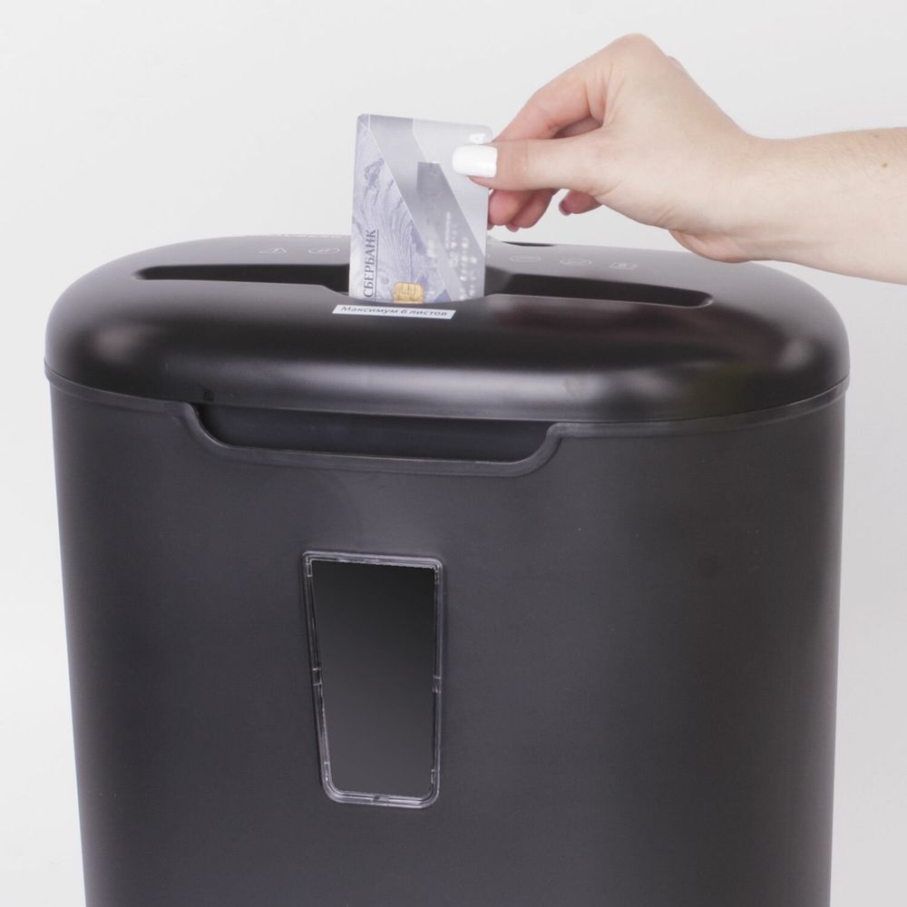 Уничтожитель (шредер) BRAUBERG S6, 3 уровень секретности, фрагменты 5х34 мм, 6 листов, 16 л