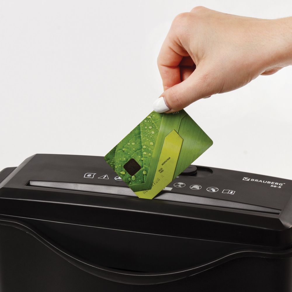 Уничтожитель (шредер) BRAUBERG S6-S, 1 уровень секретности, полоски 8 мм, 6 листов, 7,5 л