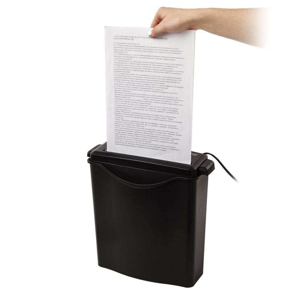 Уничтожитель (шредер) BRAUBERG S6-S, 1 уровень секретности, полоски 8 мм, 6 листов, 7,5 л