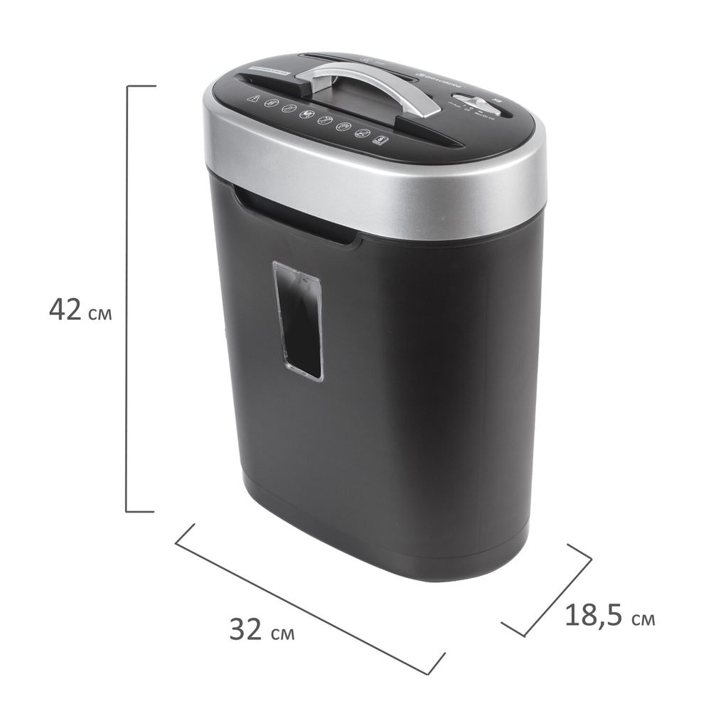 Уничтожитель (шредер) BRAUBERG S8, 4 уровень секретности, фрагменты 4х18 мм, 8 листов, 16 л, CD