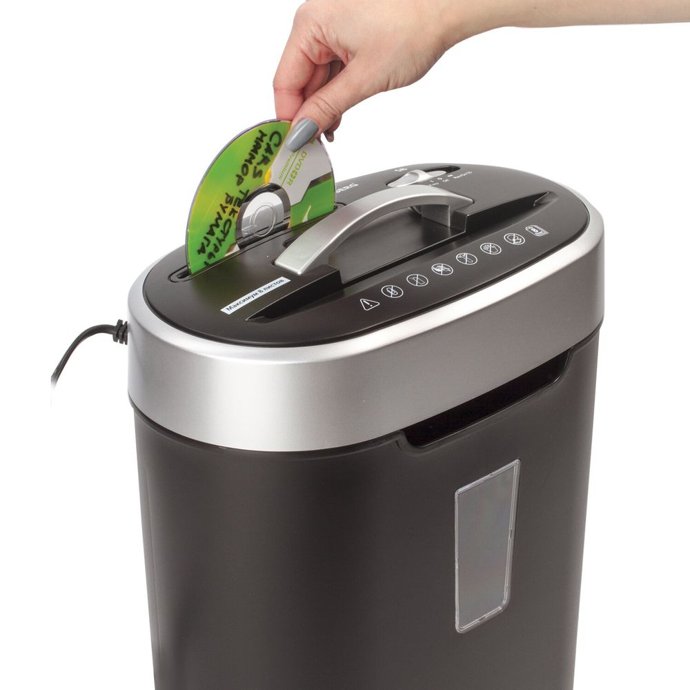 Уничтожитель (шредер) BRAUBERG S8, 4 уровень секретности, фрагменты 4х18 мм, 8 листов, 16 л, CD