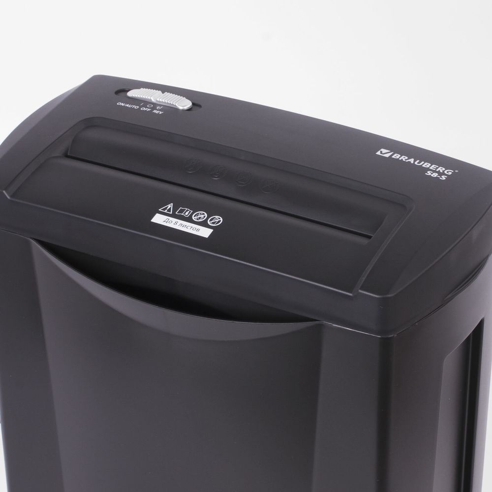 Уничтожитель (шредер) BRAUBERG S8-S, 2 уровень секретности, полоски 6 мм, 8 листов, 15 л