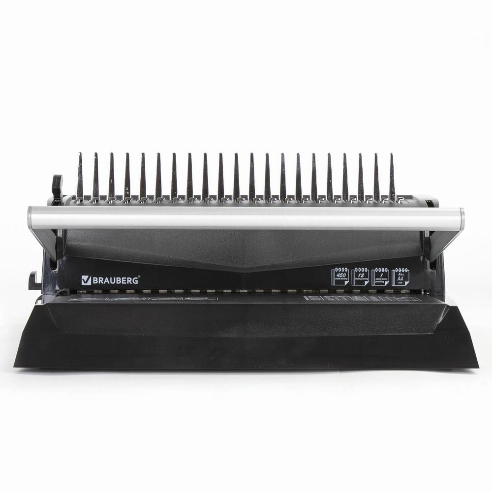 Переплетная машина для пластиковой пружины BRAUBERG B12, пробивает до 12 листов, сшивает до 450 листов