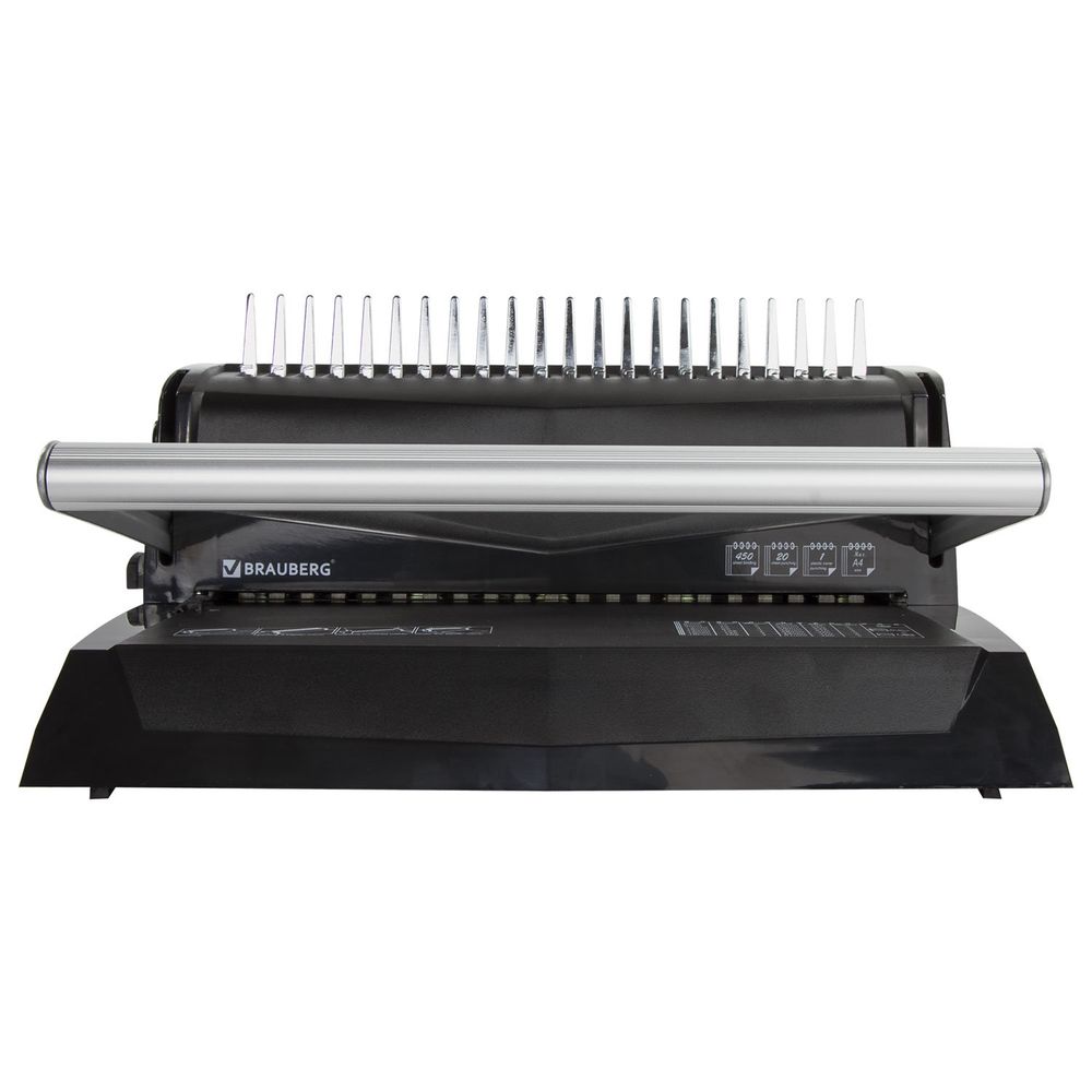 Переплетная машина для пластиковой пружины BRAUBERG B20, пробивает до 20 листов, сшивает до 450 листов