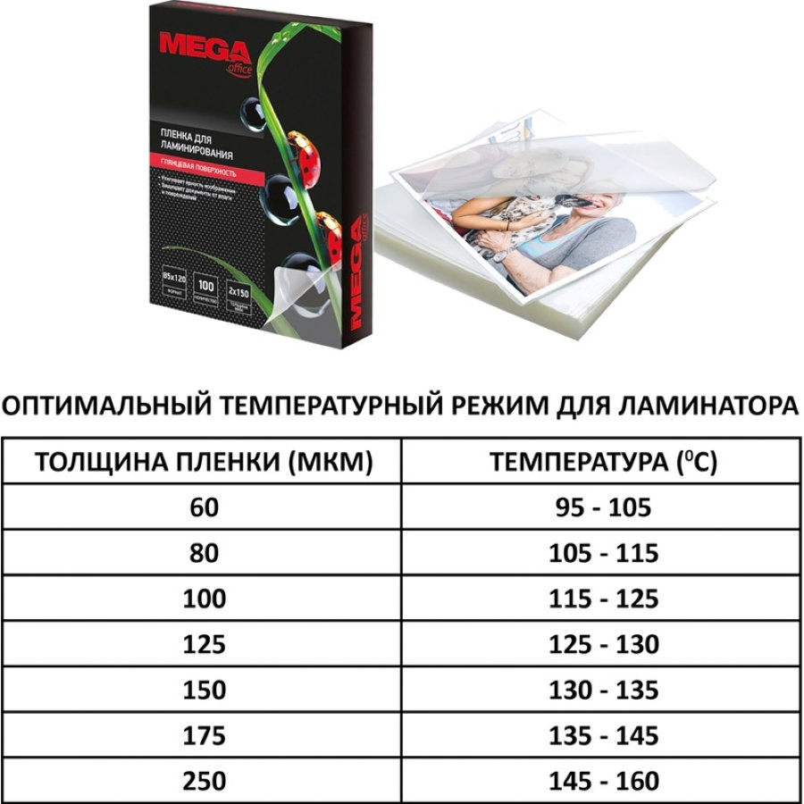 Пленка для ламинирования ProMega Office 65x95 мм глянцевая (100 шт/уп)