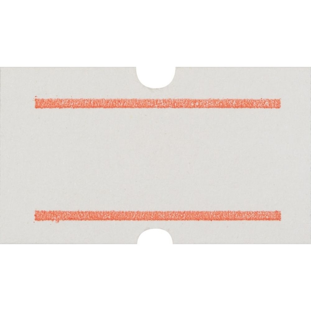 Этикет-лента 21,5х12, белая с красной полосой прямоугольная, 1000шт/рул, 10рул/уп