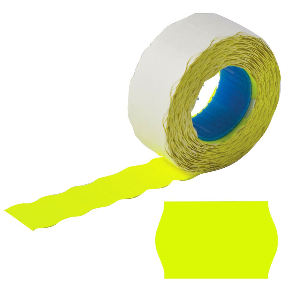 Этикет-лента 22х12 мм, волна, желтая, комплект 5 рулонов по 800 шт., BRAUBERG