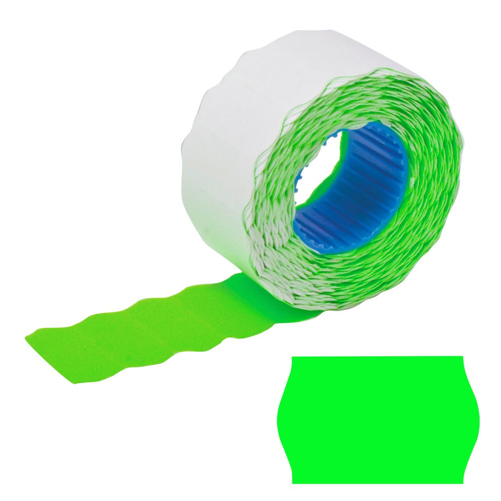 Этикет-лента 22х12 мм, волна, зеленая, комплект 5 рулонов по 800 шт., BRAUBERG