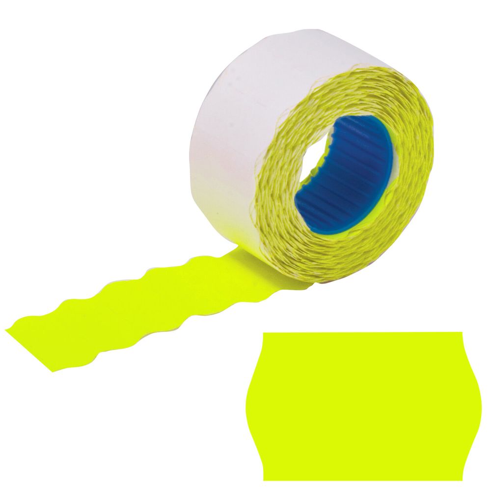 Этикет-лента 26х12 мм, волна, желтая, комплект 5 рулонов по 800 шт., BRAUBERG