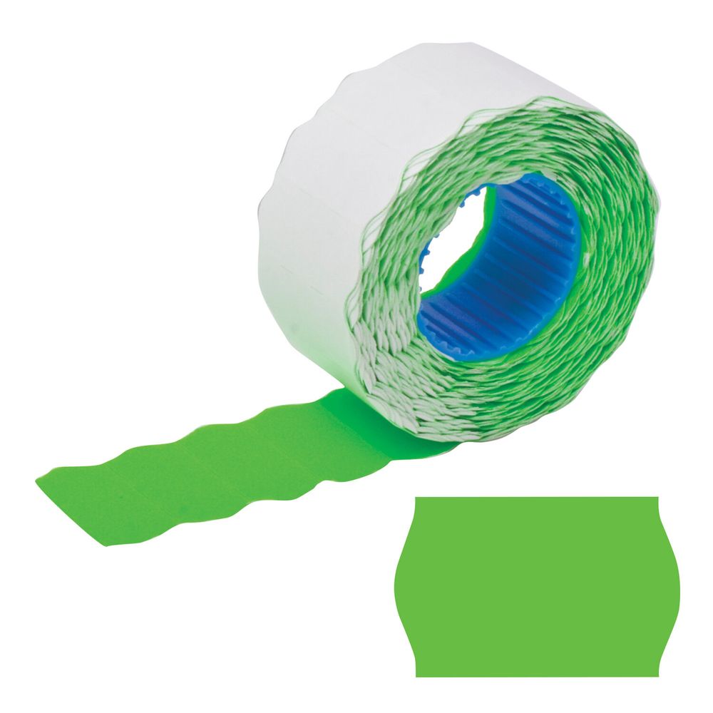 Этикет-лента 26х16 мм, волна, зеленая, комплект 5 рулонов по 800 шт., BRAUBERG