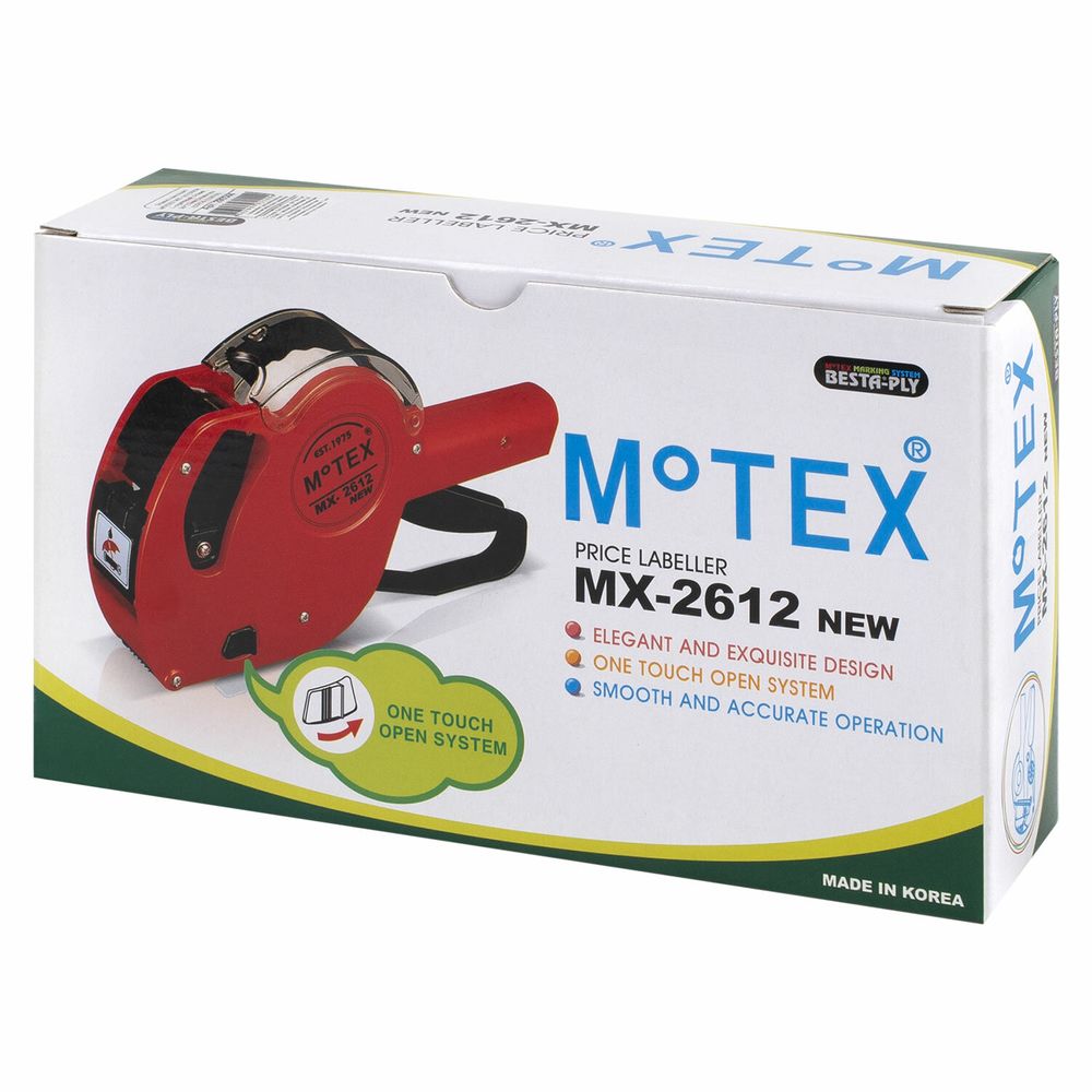 Этикет-пистолет 1-строчный, 9 символов, 26х12 мм, MOTEX МХ-2612NEW, Корея