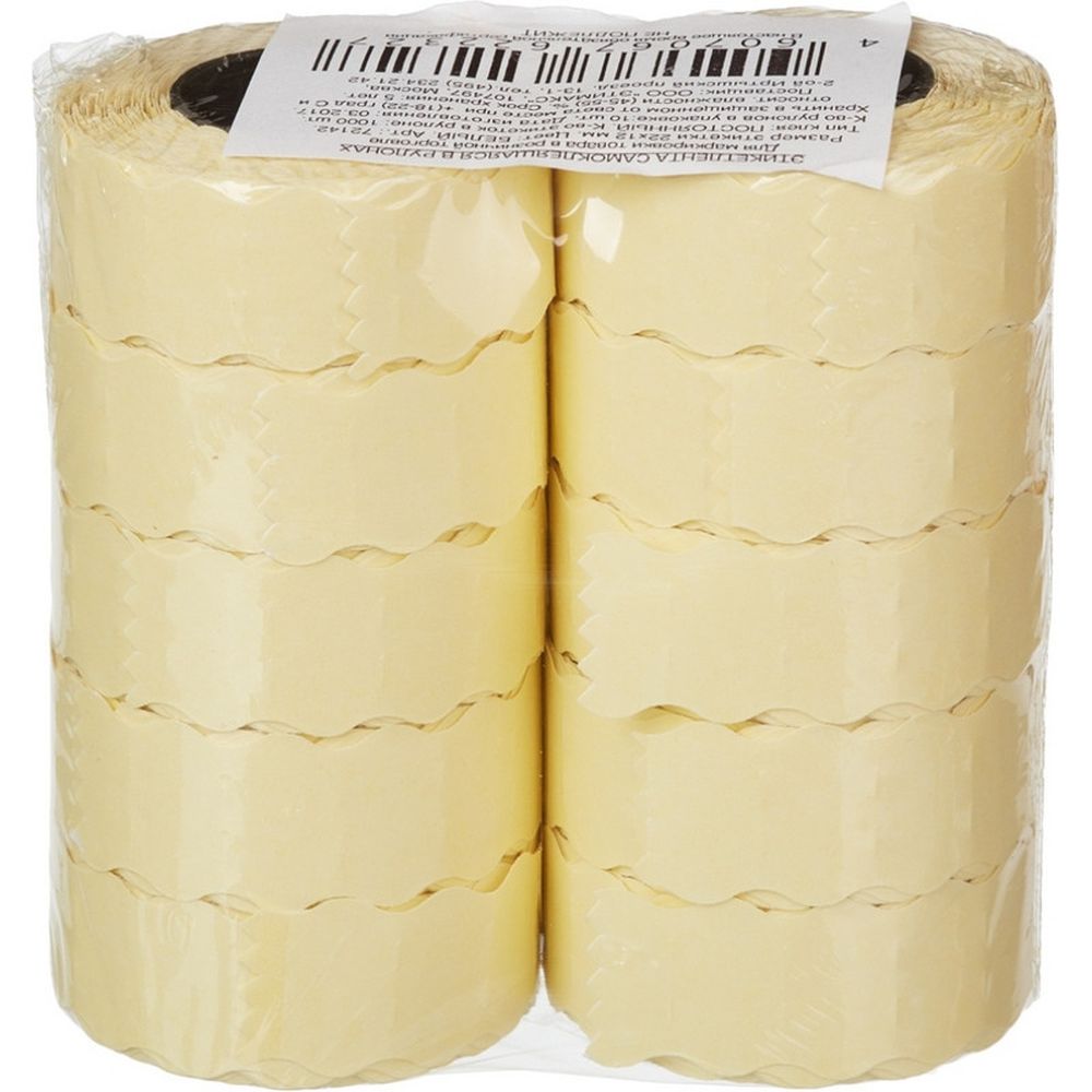 Этикет-лента 22х12, белая волна, 1000шт/рул, 10рул/уп